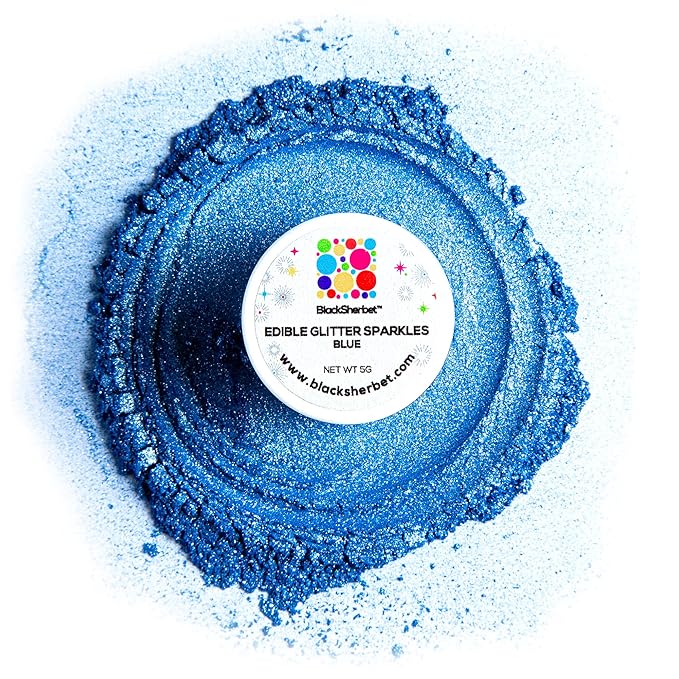 Blacksherbet Blue Edible Glitter for Drinks 5 Grams | KOSHER Certified | Drink Glitter and Dust for Cakes, Cocktail Glitter, Wine, Champagne, Cupcakes, 100% Edible, Food Grade & Coloring