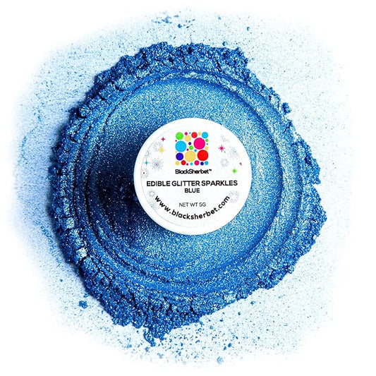 Blacksherbet Blue Edible Glitter for Drinks 5 Grams | KOSHER Certified | Drink Glitter and Dust for Cakes, Cocktail Glitter, Wine, Champagne, Cupcakes, 100% Edible, Food Grade & Coloring