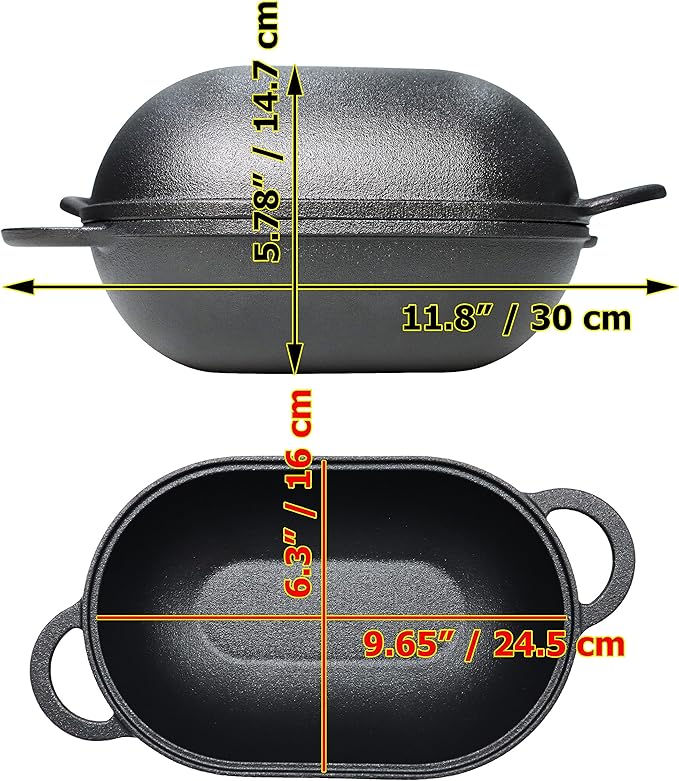Crucible Cookware Cast Iron Bread Pan with Lid (Pre-Seasoned) with Loop Handles – Oven Safe Form for Baking and Cooking, Artisan Bread Kit - Loaf Pan