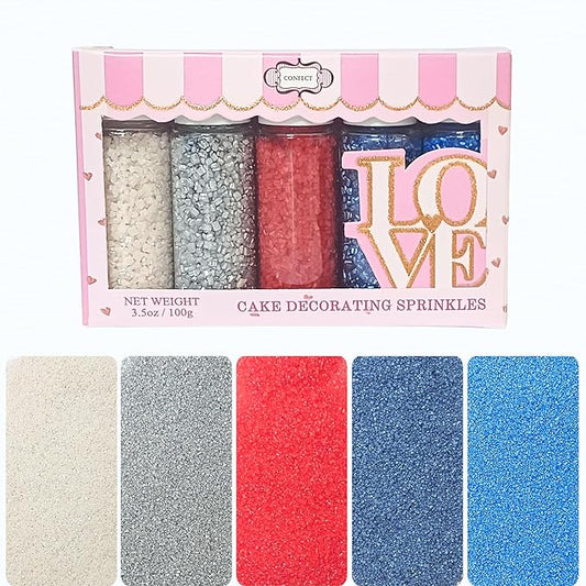 Confect Edible Cake Sprinkles | Patriotic Mix Red, White, Blue & Silver Sprinkles | Independence Day Sprinkles | Vegan, Gluten-Free, Soy-Free, Dairy-Free, Palm Oil-Free- 5 Oz