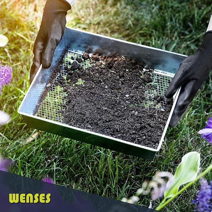 Soil Sifter, Standard Size (12 x 10 inches) with 1/4-inch Mesh, Trapping and Garden Sieve for Dirt, Sand, Rocks, and Compost