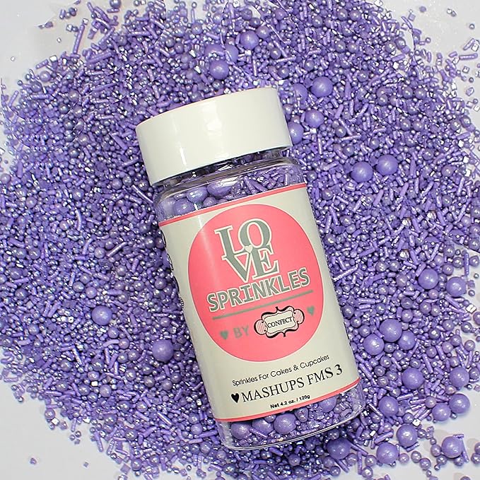 Confect Lavender Sprinkles for Cake & Cupcake Decoration – Premium Quality Edible Sprinkles for Desserts-Vegan, Gluten-Free, Nut-Free, Soy-Free, Dairy-Free, Palm Oil-Free - 4.2 Oz