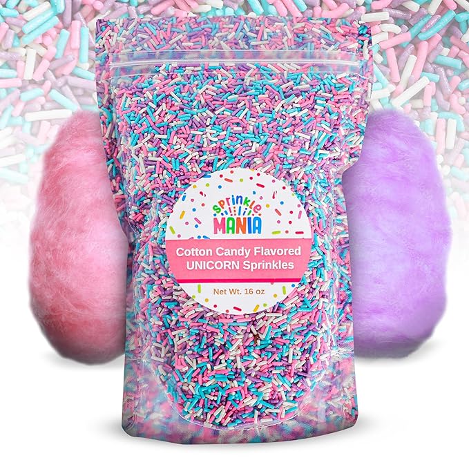 Cotton Candy Sprinkles for Cupcakes – Tastes Exactly Like the Real Thing! Adds a Fun, Sweet Twist to Any Dessert – Edible Cotton Candy Ice Cream Topping (Carnival 16oz)