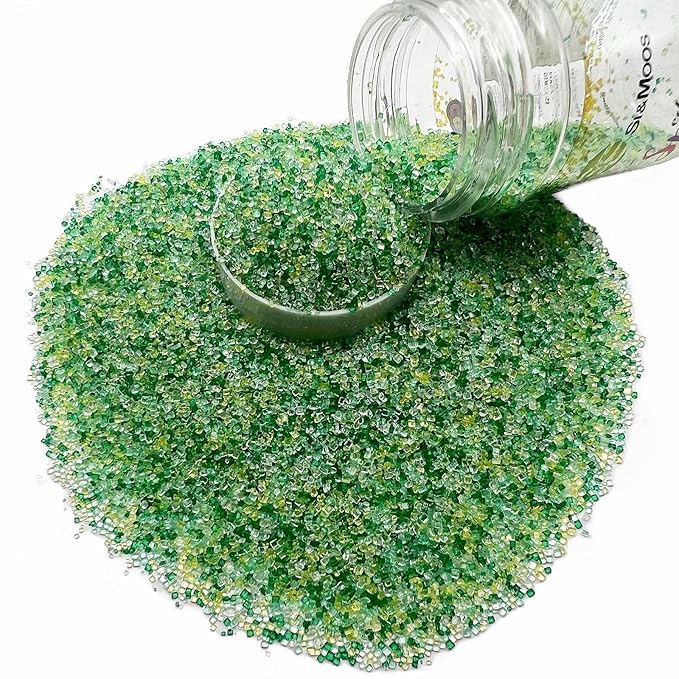 SE Si&Moos Green Mixed Sanding Sugar Crystals for Cake Decorating Green and White Sprinkles Colored Sugar Rimmer, Perfect for Cookie, Cake, Cupcake and Cocktail, Wedding Party Christmas Supplies 3.5 OZ