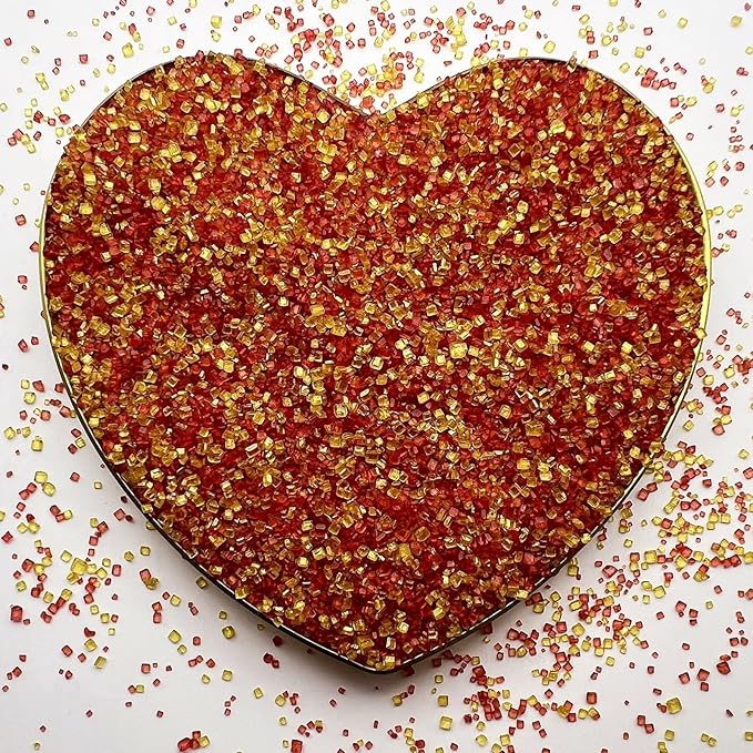 SE Si&Moos Red and Gold Sanding Sugar Crystals for Cake Decorating Gold and Red Sprinkles Colored Sugar Rimmer, Perfect for Cookie, Cake, Cupcake and Cocktail, Wedding Party Christmas Supplies 3.5 OZ