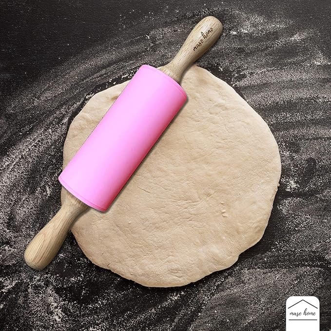 Mini Silicone Rolling Pin for Kids Baking – | Ideal for Toddlers, Playdough, Clay, Cookies & Pastry - 9" Small Size (Pink)