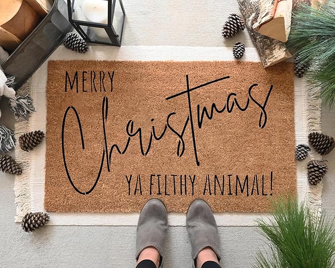 Christmas Stencils for Door Mats 27"x16" Christmas Doormat Stencils for Crafts Reusable Holiday Stencil for Painting on Wood Fabrics Door Mat Window Glass Decor