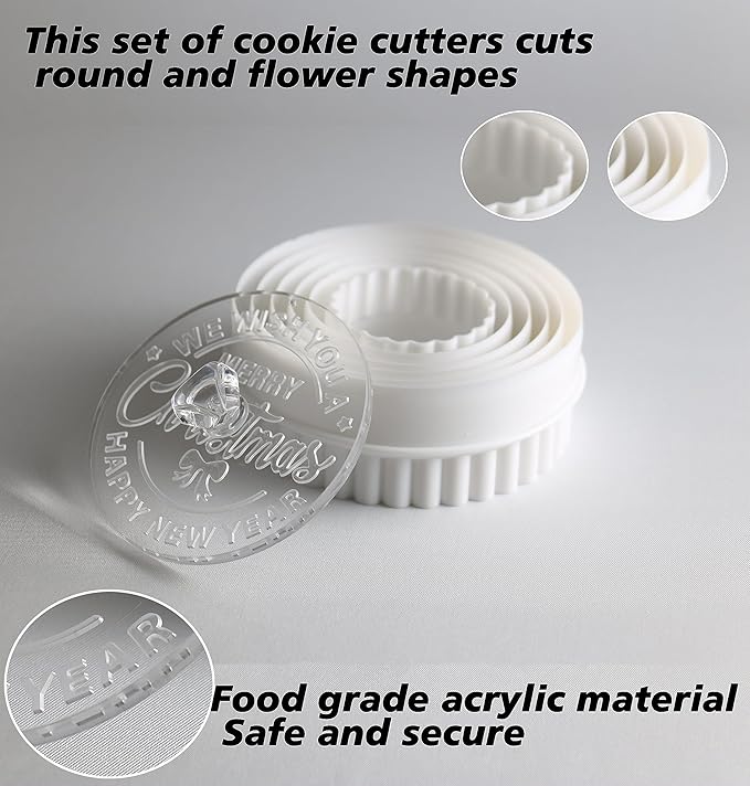 2025 Personalized Cookie Stamps & Stamps Custom Family Name Christmas Cookie Stamps All-in-One Holiday Baking Cookie Decorating Kit (A)