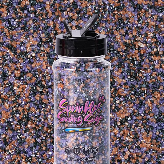 Sujoygar Halloween Saning Sugar Sprinkles, 5oz Edible Black Purple and Orange Cake Sprinkles for Chocolate Ice Cream Toppings Cupcake Decoration Halloween Party Cookies Baking Dessert Food Supplies