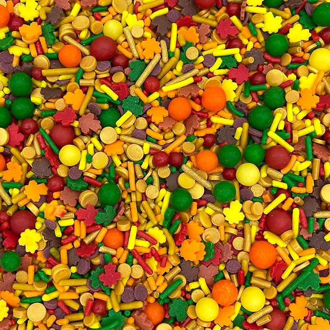 Manvscakes Fall Themed Sprinkles - Sprinkles for Cake Decorating, Edible Thanksgiving Themed Sprinkles, For Baking Chocolate Desserts, Cupcakes, Ice Cream, Caramel Apples & Other Desserts