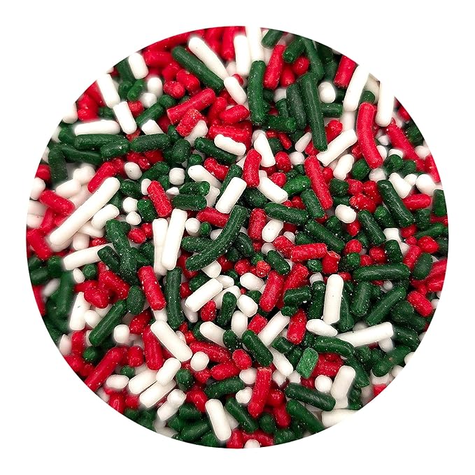 NCS Red, White, and Green Edible Jimmies Sprinkles, 8 ounces