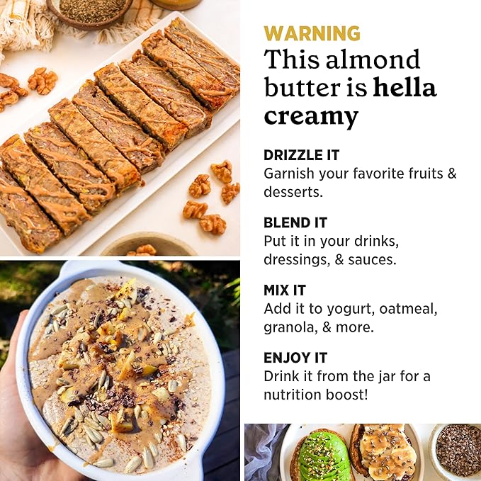 Philosopher Foods - Naked Creamy Organic Sprouted Almond Butter - 16 oz - Stone Ground Regenerative Organic Creamy Almond Nut Butter No Sugar Added