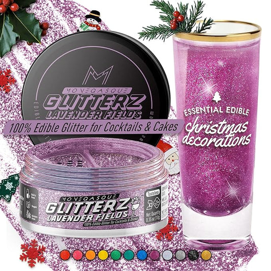 MONÉGASQUE Lavender Purple Edible Glitter for Drinks 10g – Edible Glitter for Cakes & Cocktails – Cocktail Drink Shimmer Flakes – Christmas Food Decorating Sprinkles & Cake Decorations Spray Dust