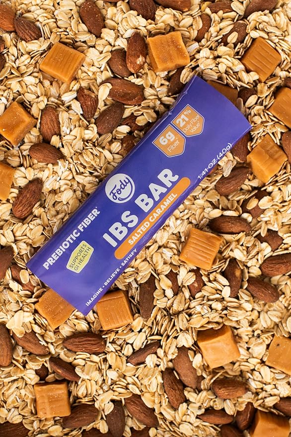 Fody Foods IBS Snack Bars, Salted Caramel, 1.41 Oz (Pack of 12), 6g Prebiotic Fiber, Low FODMAP, Gut & IBS Friendly, Lactose Free, Non-GMO, Gluten Free