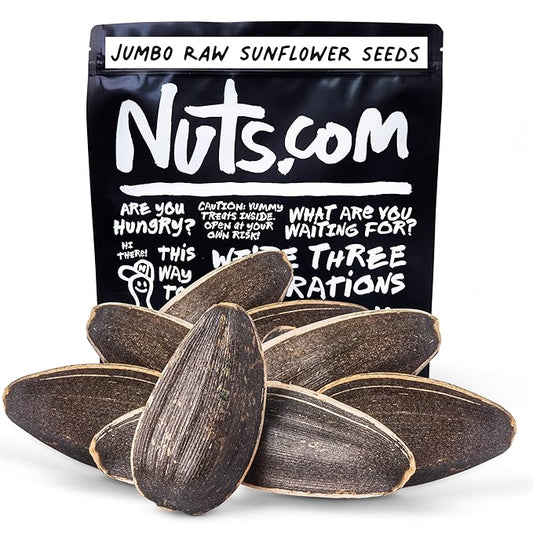 Nuts.com Jumbo Raw Sunflower Seeds (In Shell) - Unsalted, Non-GMO, USA Grown, Gluten-Free - High Protein, Heart-Healthy Snack for Eating (2lb)