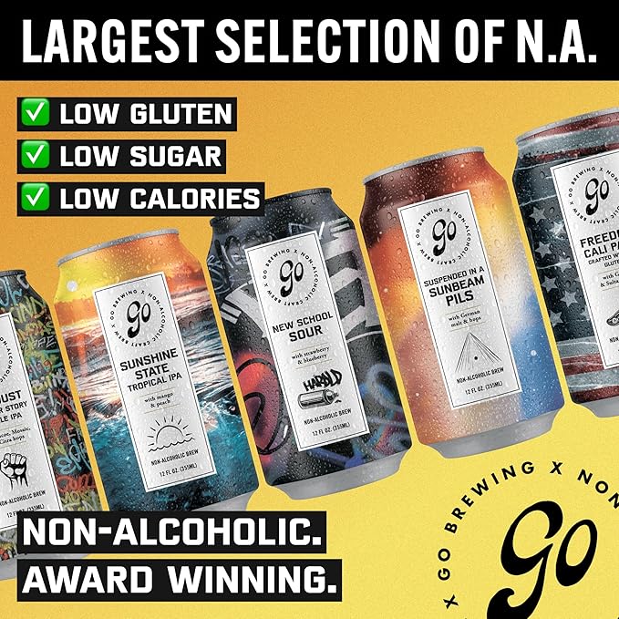 Go Brewing - IPA 12 Mixed Pack - Non Alcoholic Beer - Refreshing Small Batch Brew - Low Calorie Brew - Featuring Prophets Hazy IPA & Burn It Down IPA - Ideal for Any Occasion (12 oz, 12 Pack)