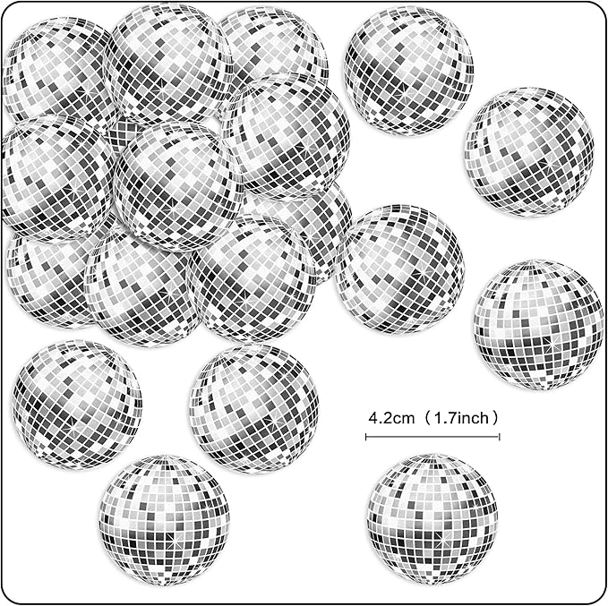 40Pcs Edible Sparkling Disco Ball Cowboy Hat Cupcake Topper Western Disco Ball Paper Cupcake Topper Selection Birthday Disco 2000s Theme Party