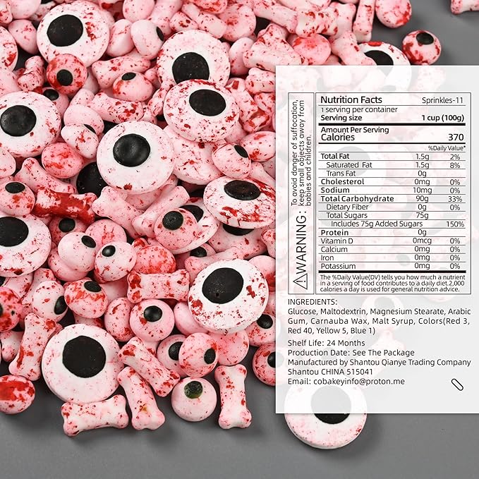 Halloween Sprinkles for Cake Decorating, Blood Eyeball & Bone Sprinkles Perfect for Halloween Dessert Party 3.52 Ounce