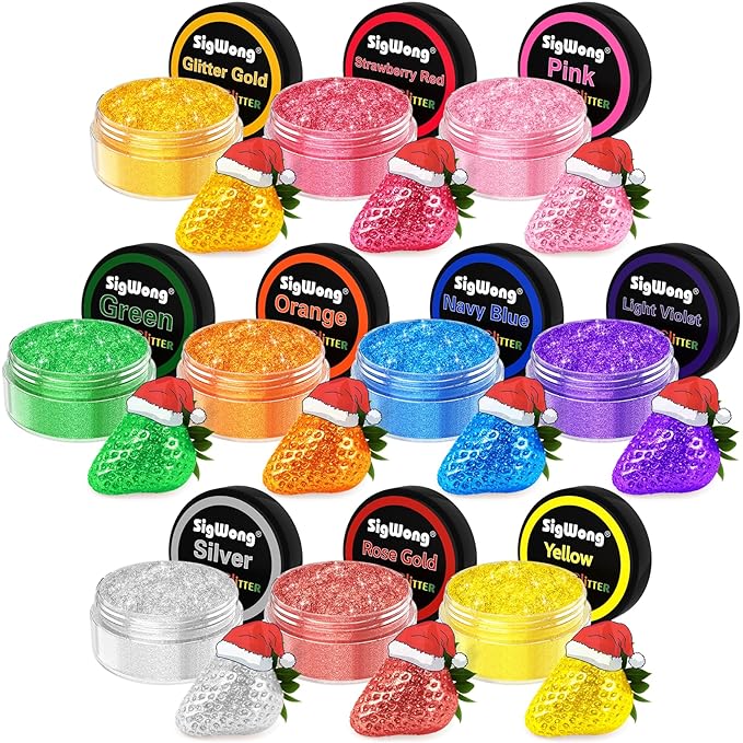 Edible Glitter - 10 Colors Luster Dust Edible Set for Drinks, Food Grade Edible Glitter Dust for Cake Decorating, Cocktail, Fondant, Strawberries, Candy, Christmas Cookie, Chocolate. Vegan and Gluten Free - 4g/bottle
