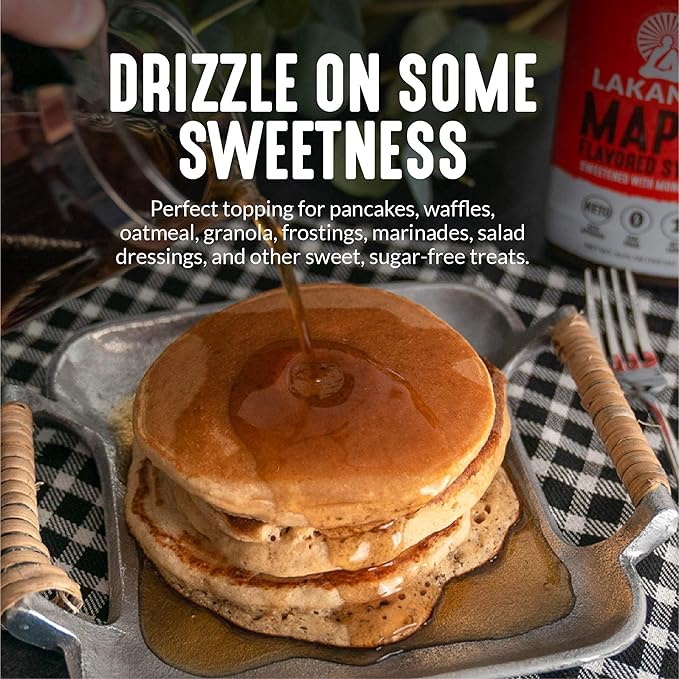 Lakanto Sugar Free Maple Syrup - Monk Fruit Sweetener, Keto Diet Friendly, Vegan, 1g Net Carbs, Pancakes, Waffles, Oatmeal, Coffee, Tea, Granola, Frosting, Marinade, Dressing (13 fl oz - Pack of 2)