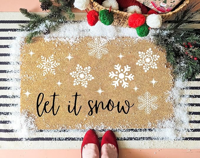 Christmas Stencils for Door Mats 23.6" Large Christmas Doormat Stencils for Crafts Reusable Holiday Stencil for Wood Fabrics Door Mat Window Glass Decor
