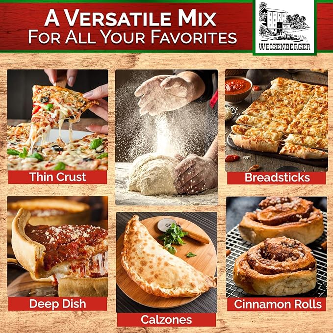 Weisenberger Pizza Crust Mix - Pizza Dough Mix for Homemade Pizza - Pizza Flour Mix for Pizza Crust Dough In Minutes - Premade Pizza Dough Fresh Ingredients, No Preservatives - 6.5 oz, 12 Pack