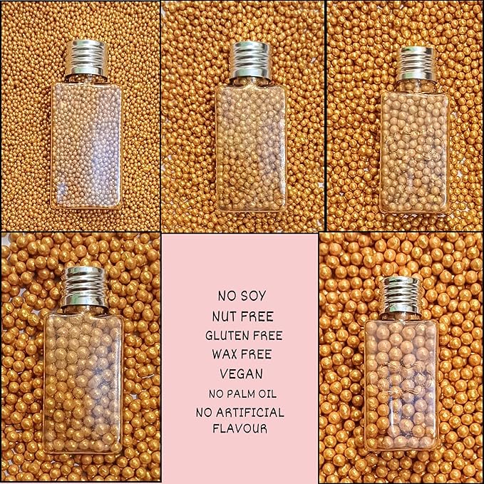 Confect Pearl Gold Sprinkles | Gold Sprinkles for Cakes & Cupcakes Decoration & Celebration | Assorted pack of 5 All That Glitters | Mix Golden Pearl Dragees | Vegan, Gluten-Free, Nut-Free, Soy-Free, Dairy-Free, Palm Oil-Free, No Artificial Dyes- 5 Oz