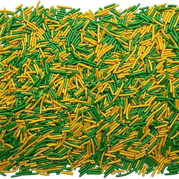 SE Si&Moos Green and Gold Jimmies Sprinkles Gold and Green Sprinkles for Cake Decorating Edible Crunchy Jimmies for Topping Ice Cream, Cookies, Cakes, Cupcakes, Dessert Decorating 3 OZ