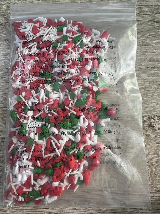 Morofme 3.5 oz Christmas Sprinkles Red and Green Christmas Tree Candy Sprinkle Jimmies Mix Christma Cane Sprinkle Cake Topper Edible Holiday Sprinkles for Cupcake Toppers Cookie Ice Cream