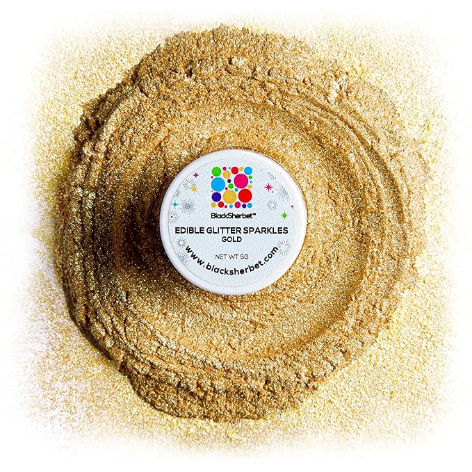 Blacksherbet Gold Edible Glitter for Drinks 5 Grams | KOSHER Certified | Drink Glitter and Dust for Cakes, Strawberries, Cupcakes, Chocolate & Cake Pops