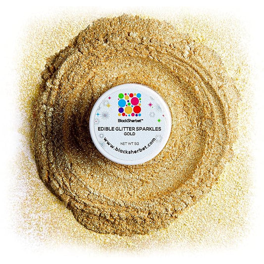 Blacksherbet Gold Edible Glitter for Drinks 5 Grams | KOSHER Certified | Drink Glitter and Dust for Cakes, Strawberries, Cupcakes, Chocolate & Cake Pops