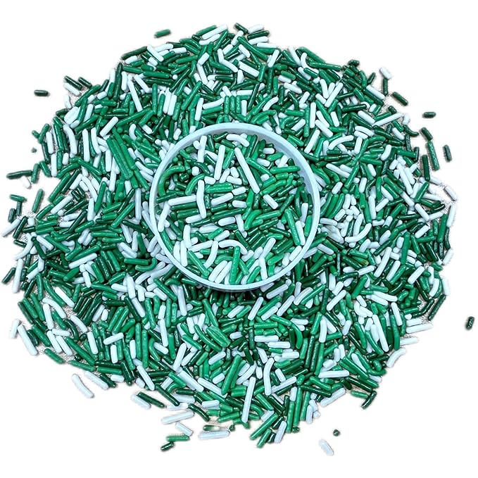 Sentovac Edible Green and White Mixing Jimmies Sprinkles for Cake Decorating Baking | Cupcake Toppers Cake Decorations| Celebrations Wedding Shower Party Chirstmas Supplies 78g/2.75oz