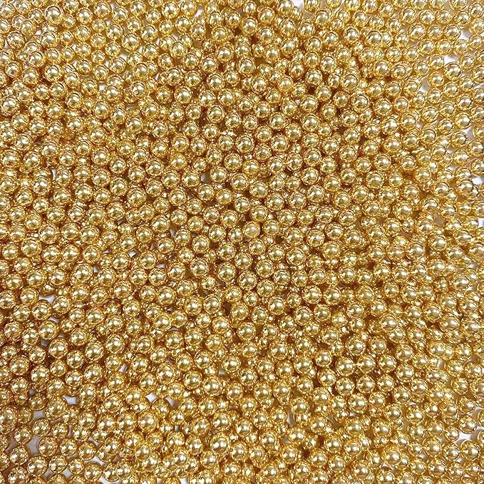 PhilaeEC Gold Peals 4mm Size Sprinkles for Cake Decoration Edible Candy Baking Cookie Cupcake Toppers Wedding Party Valentines Halloween Christmas Supplies 3.88oz