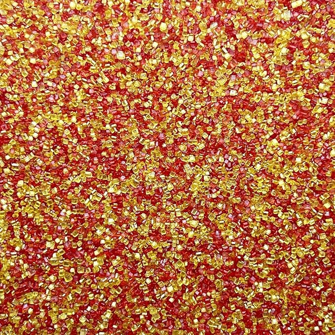 SE Si&Moos Red and Gold Sanding Sugar Crystals for Cake Decorating Gold and Red Sprinkles Colored Sugar Rimmer, Perfect for Cookie, Cake, Cupcake and Cocktail, Wedding Party Christmas Supplies 3.5 OZ
