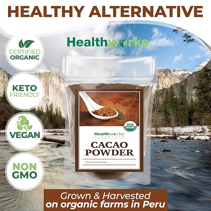 Healthworks Superfoods Organic Cacao Powder - 80 Oz / 5 Lb - Cocoa Chocolate Substitute - Rich Choclate Flavour - Sugar-Free, Keto, Vegan & Non-GMO - Peruvian Bean/Nut Origin - Antioxidant Superfood - Packaging May Vary