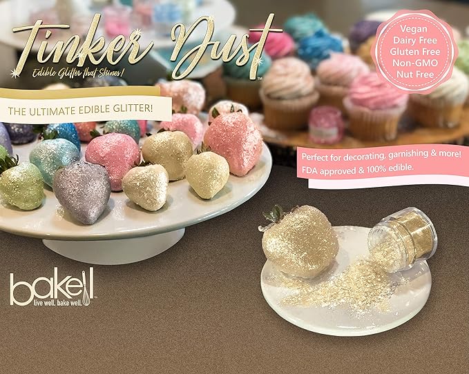 Bakell - Soft Rose Gold Tinker Dust (5g, 1x Jar) Edible Glitter for Food, Desserts, and Beverages!
