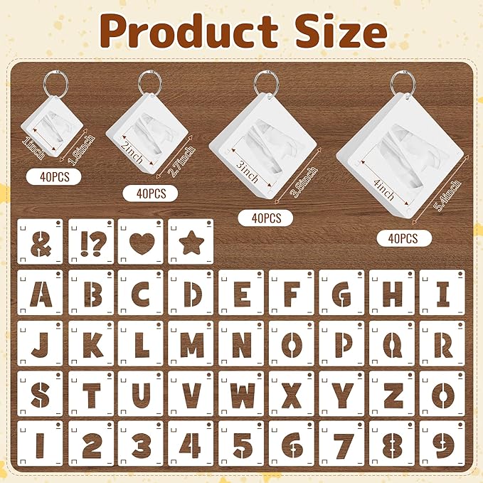 160Pcs Letter Stencils 4Sizes,1&2&3&4Inch Letter and Number Stencils for Painting Plastic Numbers Symbols Stencil Reusable,Alphabet Interlocking Drawing on Wood,Wall,Fabric,Rock,DIY Art Craft Project