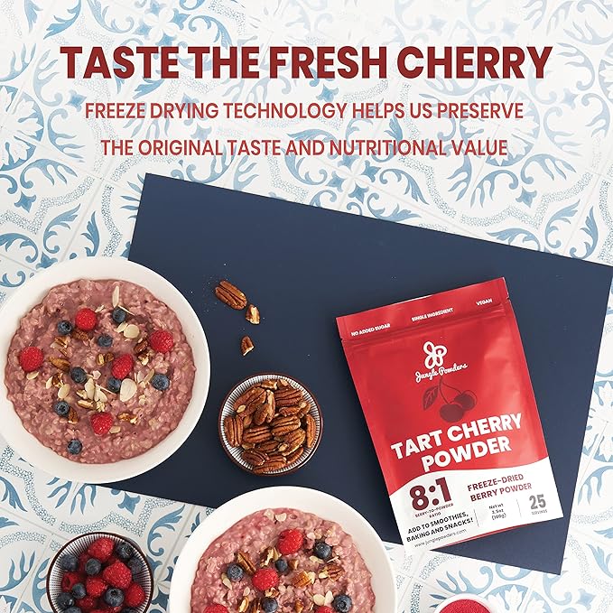 Jungle Powders Freeze Dried Tart Cherry Powder For Smoothie 3.5 Ounce Bag, Powdered Cherries Unsweetened, Additive and Filler Free Natural Tart Cherry Extract For Baking Flavoring Cooking Smoothies