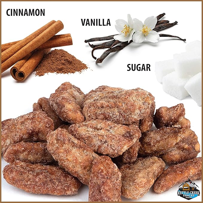 Kettle Creek Snacks Cinnamon Roasted Pecans Non GMO 1 Lb Bag (1 LB (Pack of 1))