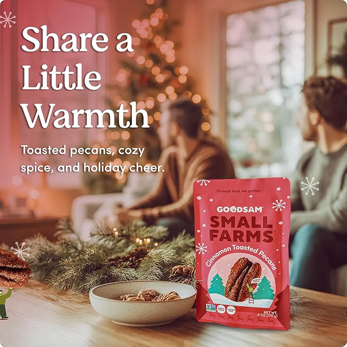 GoodSAM Cinnamon Toasted Pecans - Holiday Snack | Non-GMO | Gluten-Free | Direct Trade | Supporting Small Family Farms | 6oz Pack of 2
