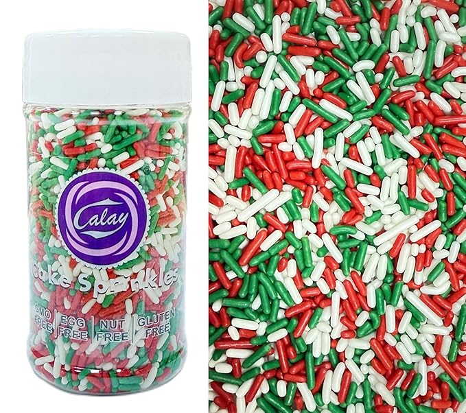 Sentovac Edible Chirstmas Jimmies Sprinkles for Cake Decorating Baking Celebrations Wedding Shower Party Chirstmas Supplies 78g/2.75oz