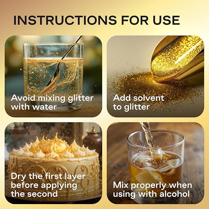Bakeebake Edible Glitter 15g - Edible Glitter for Drinks & Desserts - Gluten Free Cake Decorating – Tasteless Vegan Drink Cocktails and Parties (Gold, 15 grams)