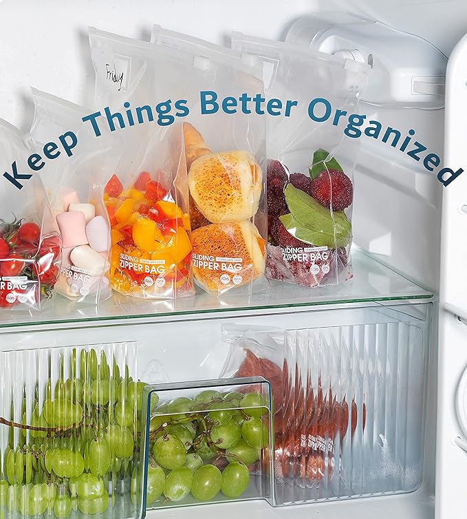 Pint Slider Storage Bags- 200 Count, Featuring Expandable Bottom, Zero BPA, Microwave-Safe(8 boxes of 25)