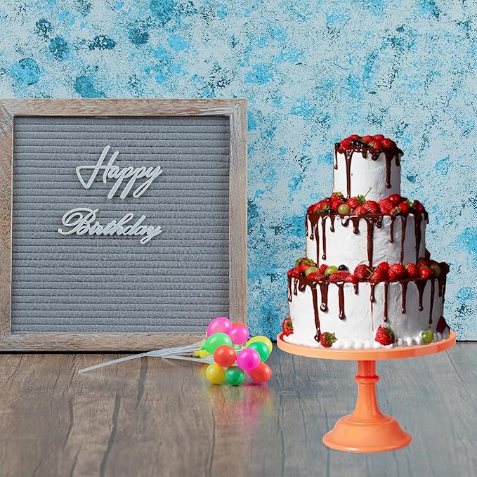 Sprinkles & Confetti 11" Peach Orange Plastic Cake Stand – Elegant and Durable Melamine Dessert Display Tray for Parties, Weddings, Birthdays & Catering Events – Reusable Serving Platter