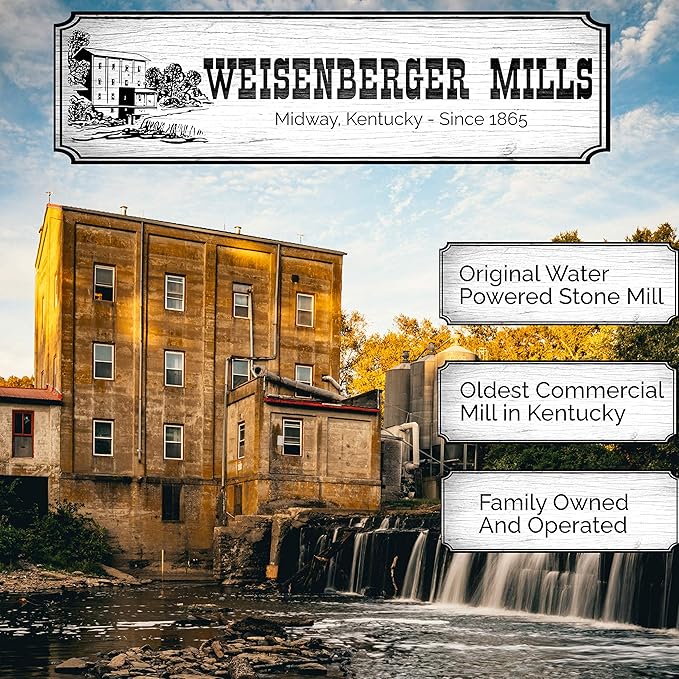 Weisenberger Stone Ground Corn Meal - Fine Ground Cornmeal for Bread, Fish Batter, and More - Bolted White Cornmeal - Made from Local, Non GMO Corn- 2 lb
