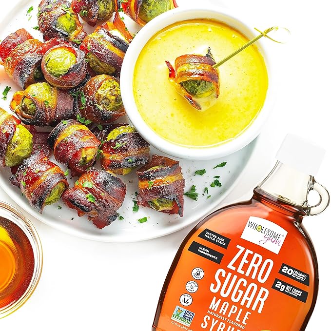 Wholesome Yum Zero Sugar Maple Syrup (Keto Maple Syrup) With Monk Fruit & Allulose - Natural Sugar Free Pancake Syrup - No Artificial Colors Or Flavors, Non GMO, Low Carb, Gluten-Free, Vegan (Plastic bottle - 12 fl oz)