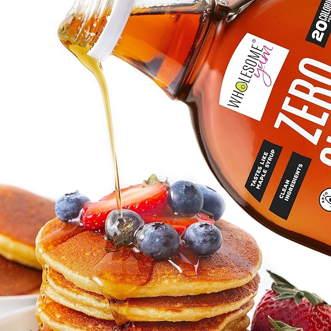 Wholesome Yum Zero Sugar Maple Syrup (Keto Maple Syrup) With Monk Fruit & Allulose - Natural Sugar Free Pancake Syrup - No Artificial Colors Or Flavors, Non GMO, Low Carb, Gluten-Free, Vegan (Plastic bottle - 12 fl oz)