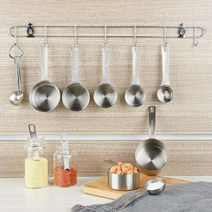 18/8 Stainless Steel Measuring Cups Set, 8 Dry & Liquid Metric & US Measurement Cups for Kitchen & Baking, Heavy Duty Measuring Tools with 1/16,1/8,1/4,1/3,1/2,2/3,3/4 &1 Cup