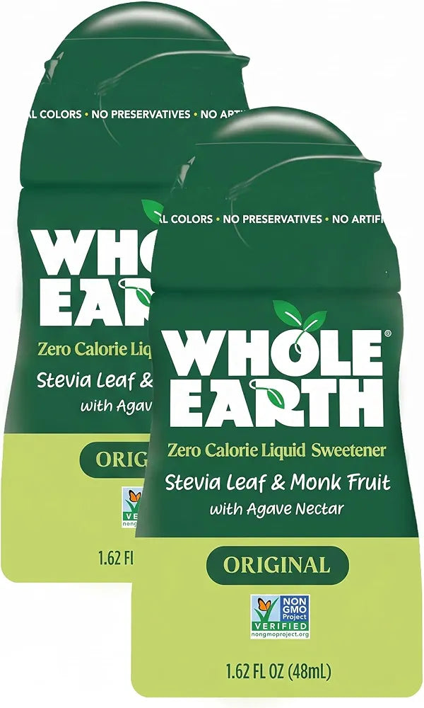 Whole Earth Stevia & Monk Fruit Liquid Sweetener, Original, 1.62 Fl Oz (Pack of 2)