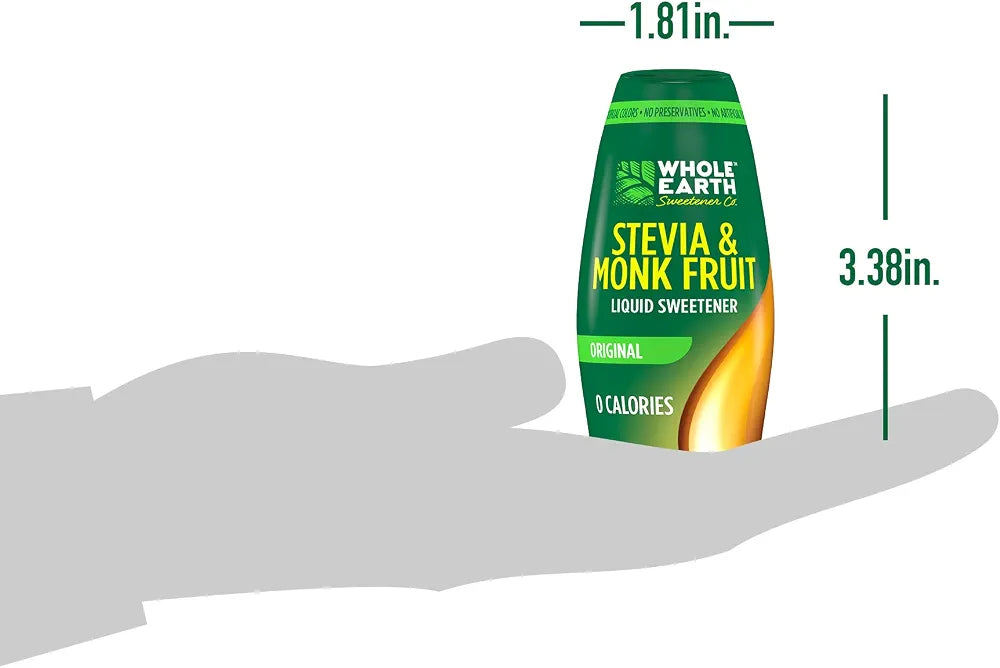 Whole Earth Stevia & Monk Fruit Liquid Sweetener, Original, 1.62 Fl Oz (Pack of 2)